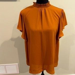 Apt. 9 Smock Neck Flutter Sleeve Blouse Size L NWOT